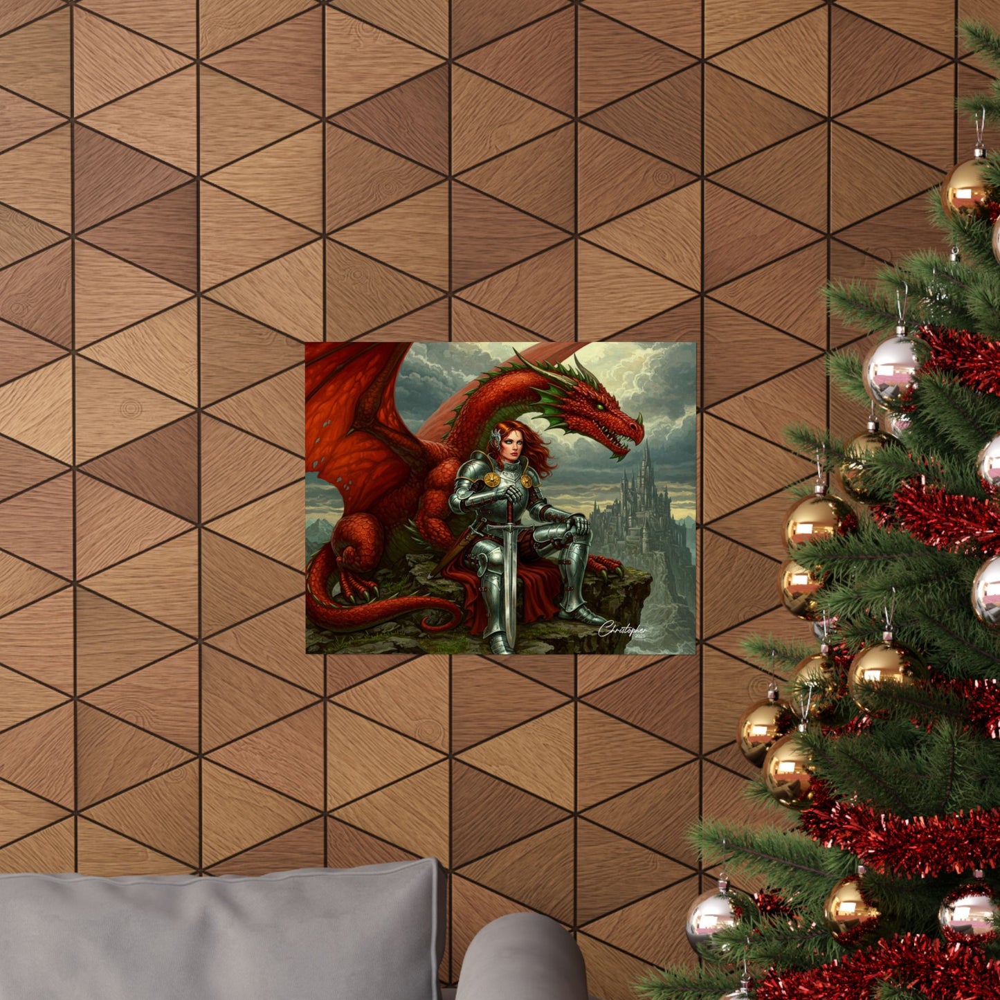 Fantasy Dragon Art Print, Horizontal Matte Poster, Fantasy Home Decor, Medieval Wall Art, Gift for Fantasy Lovers