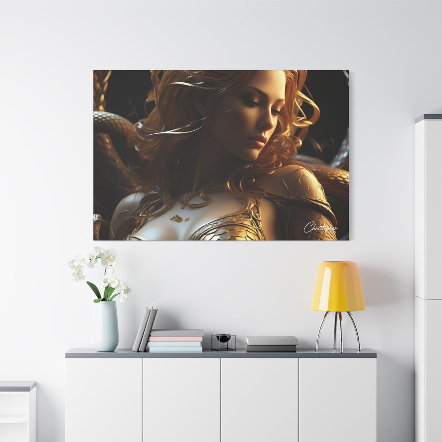 Fantasy Art Canvas Print - Serpent Goddess Home Decor