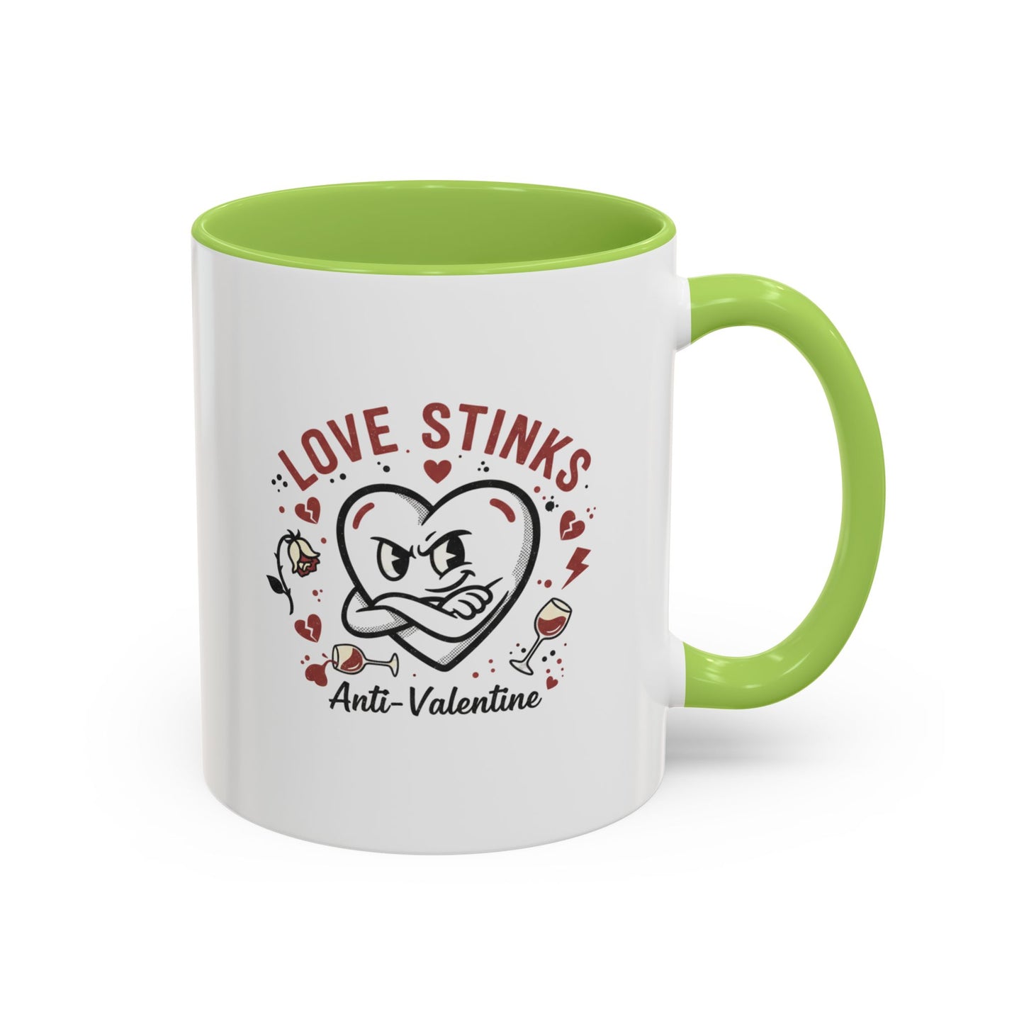 Coffee Mug — "Love Stinks" Anti-Valentine Heart Accent Mug (11/15oz)