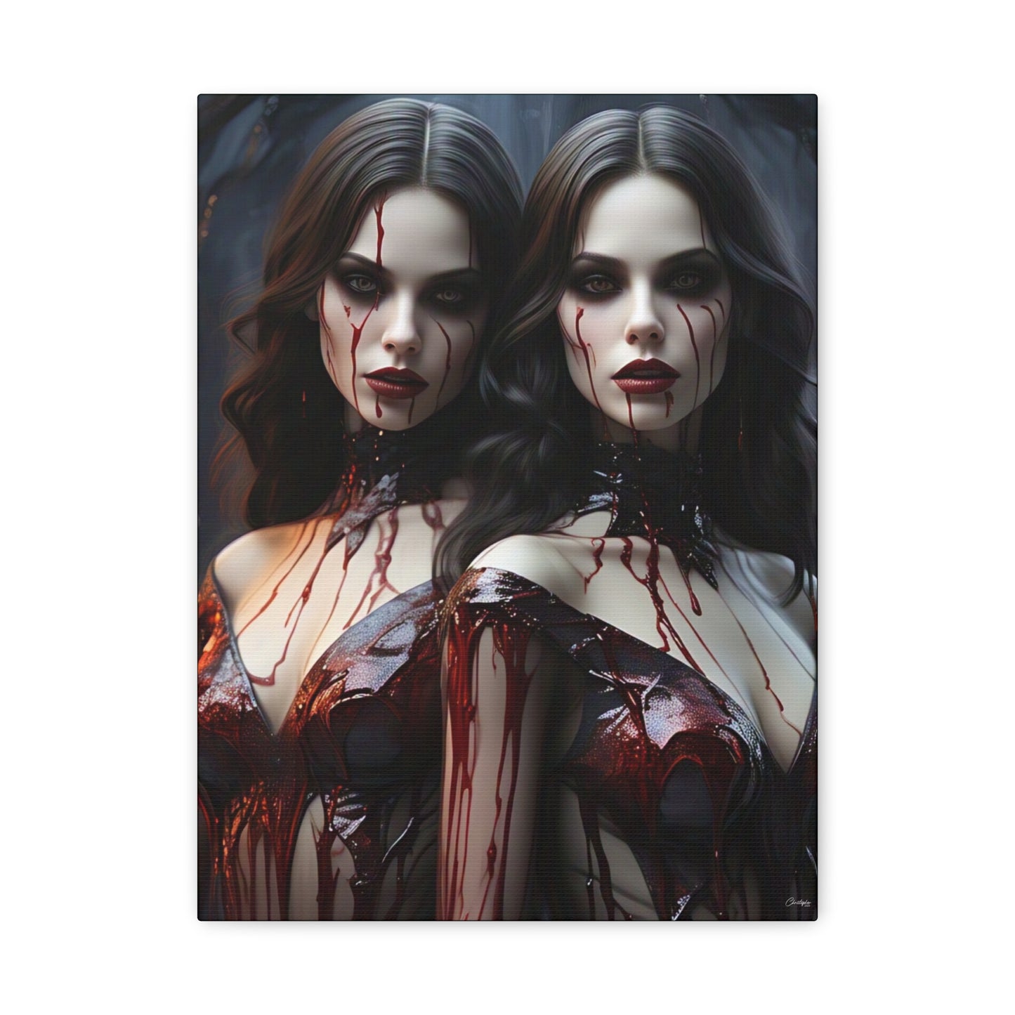 Gothic Vampire Canvas Art, Wall Decor, Horror Artwork, Halloween Home Decor, Spooky Room Accent, Unique Gift Idea