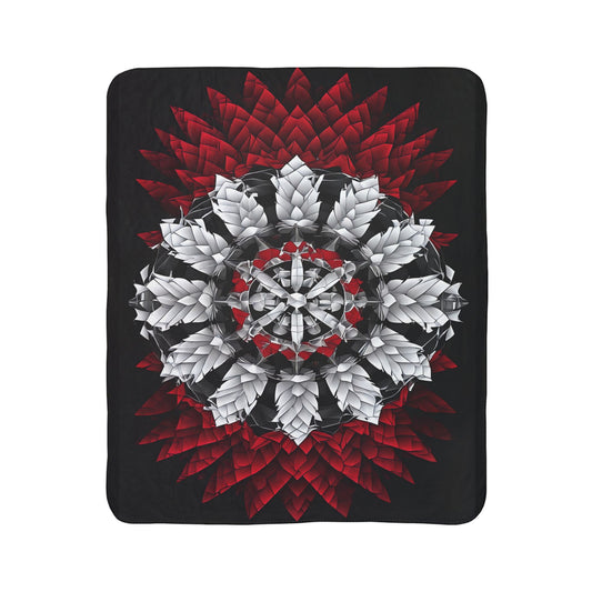Red & White Mandala Fleece Sherpa Blanket