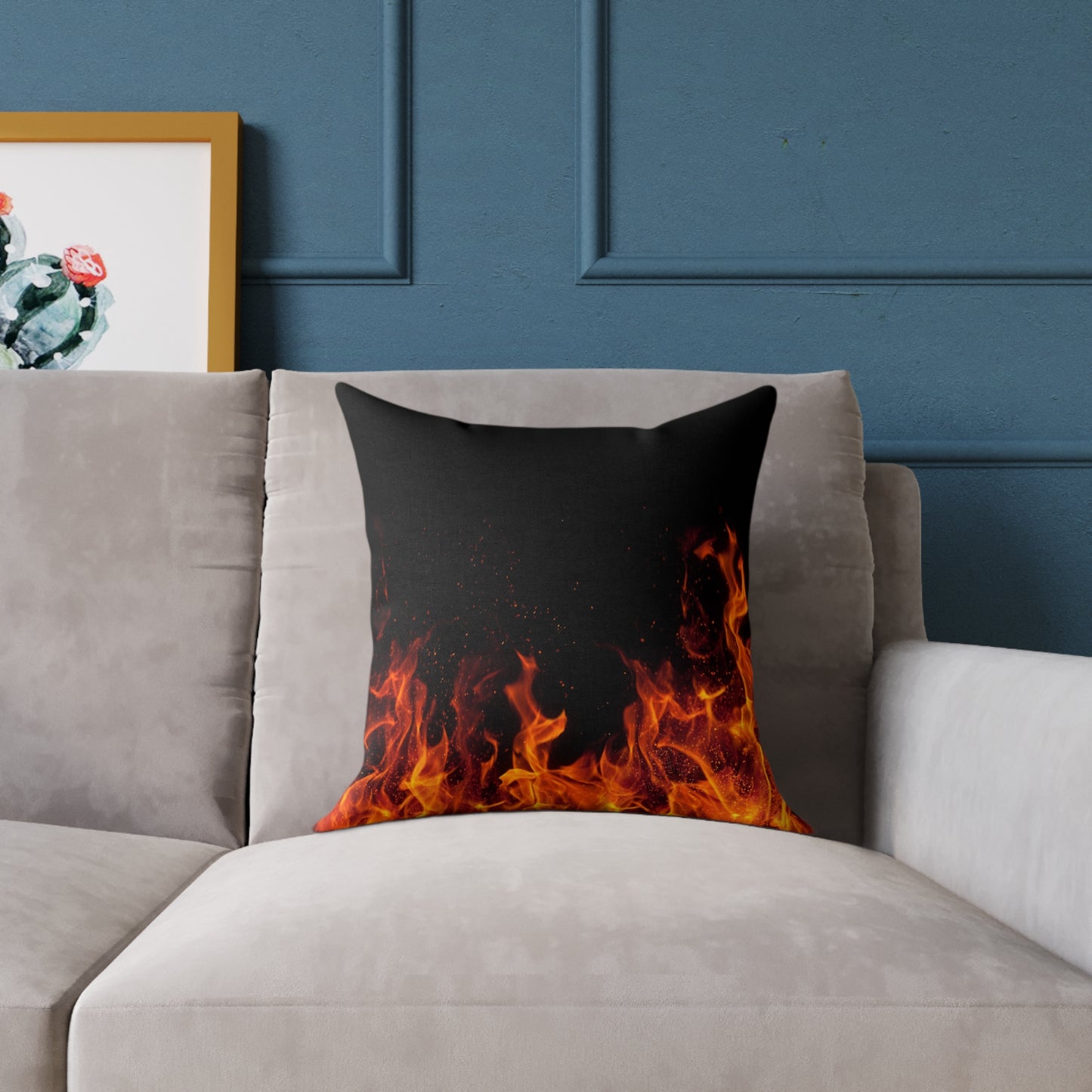 Fiery Flames Square Pillow, Decorative Throw Pillow, Cozy Living Room Accent, Unique Gift, Home Decor for Fire Lovers