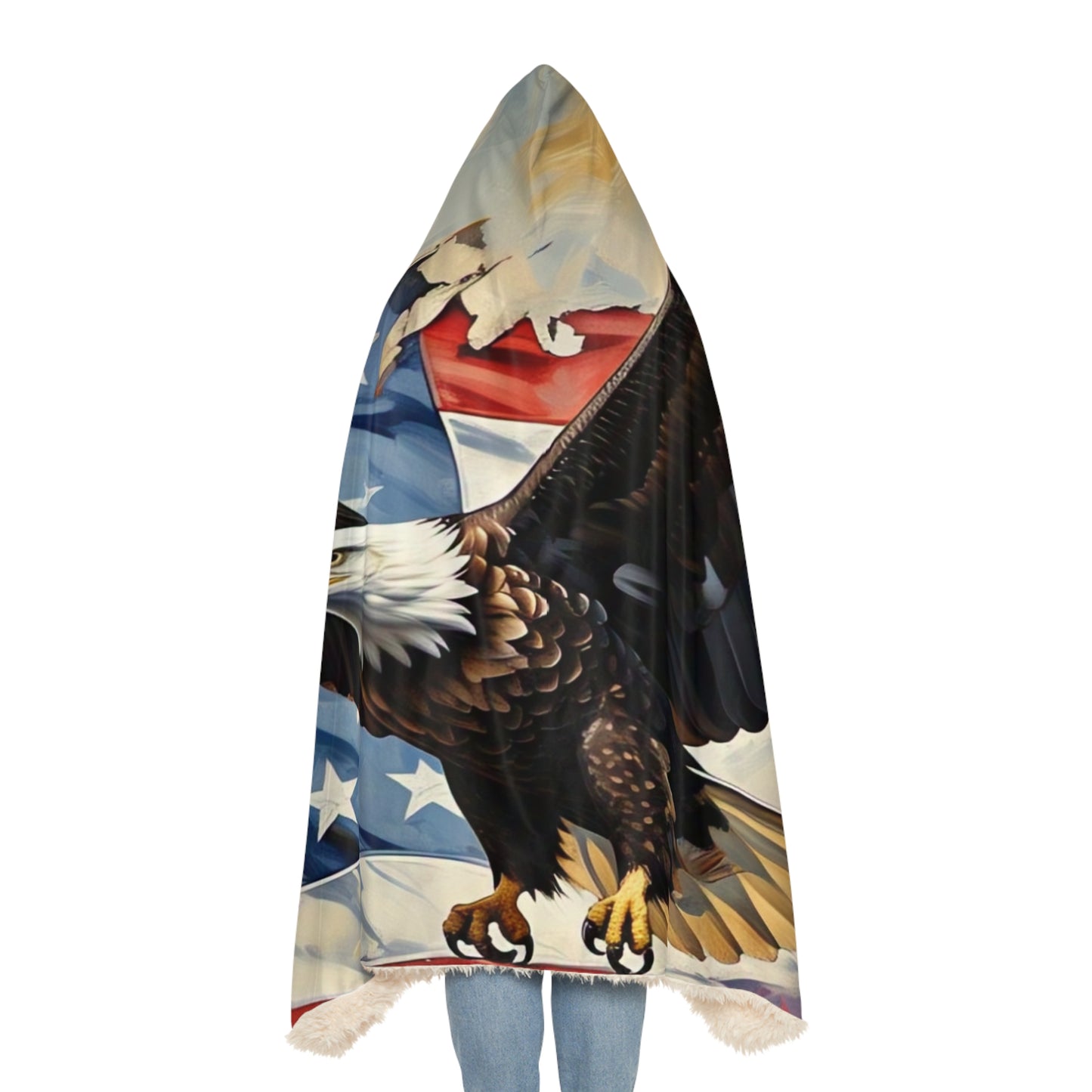 Patriotic Snuggle Blanket with Eagle Design, Cozy Throw Blanket, American Flag Blanket, Gift for Veterans, Home Decor, Camping Blanket