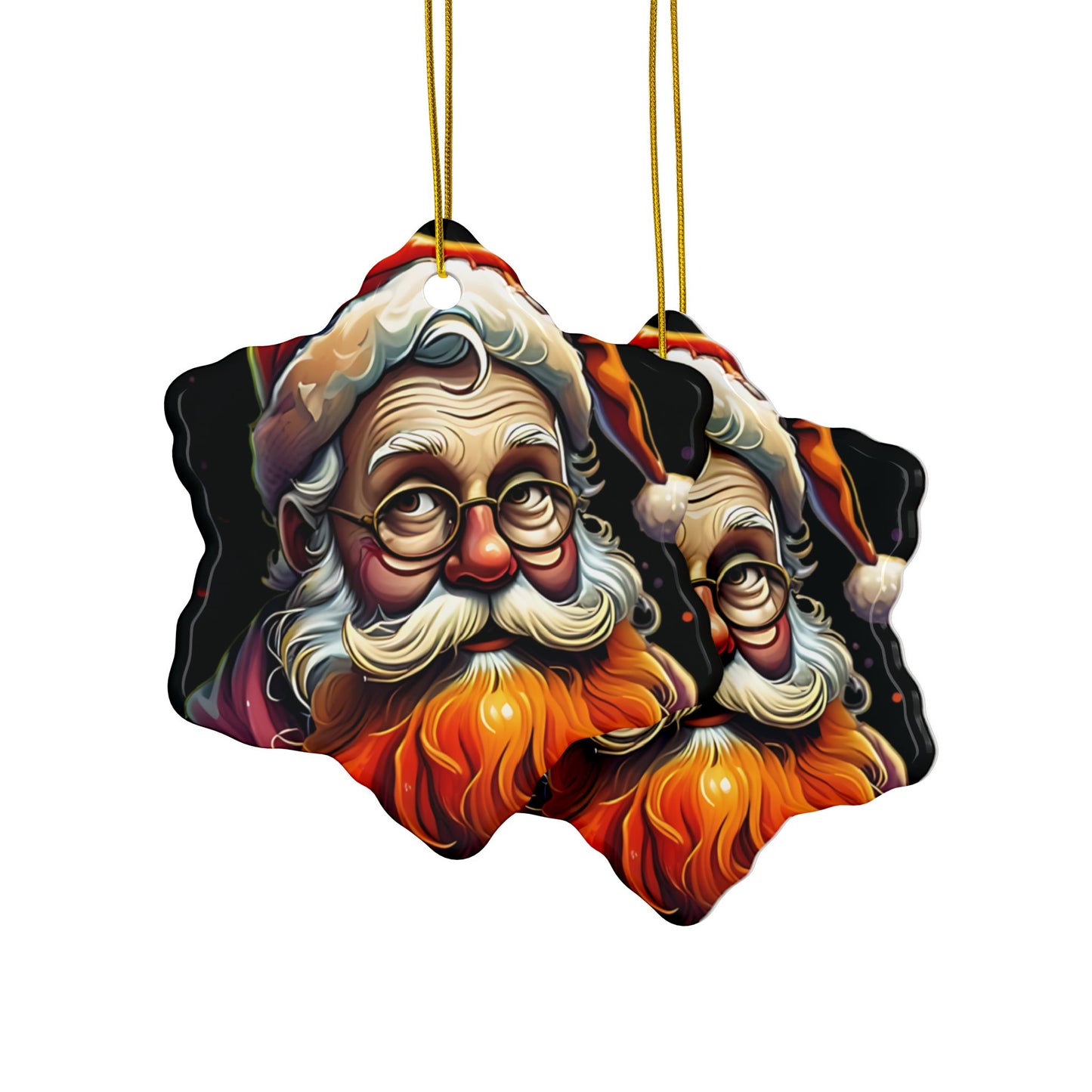 Santa Claus Ceramic Ornament — Double-Sided Christmas Tree Decoration