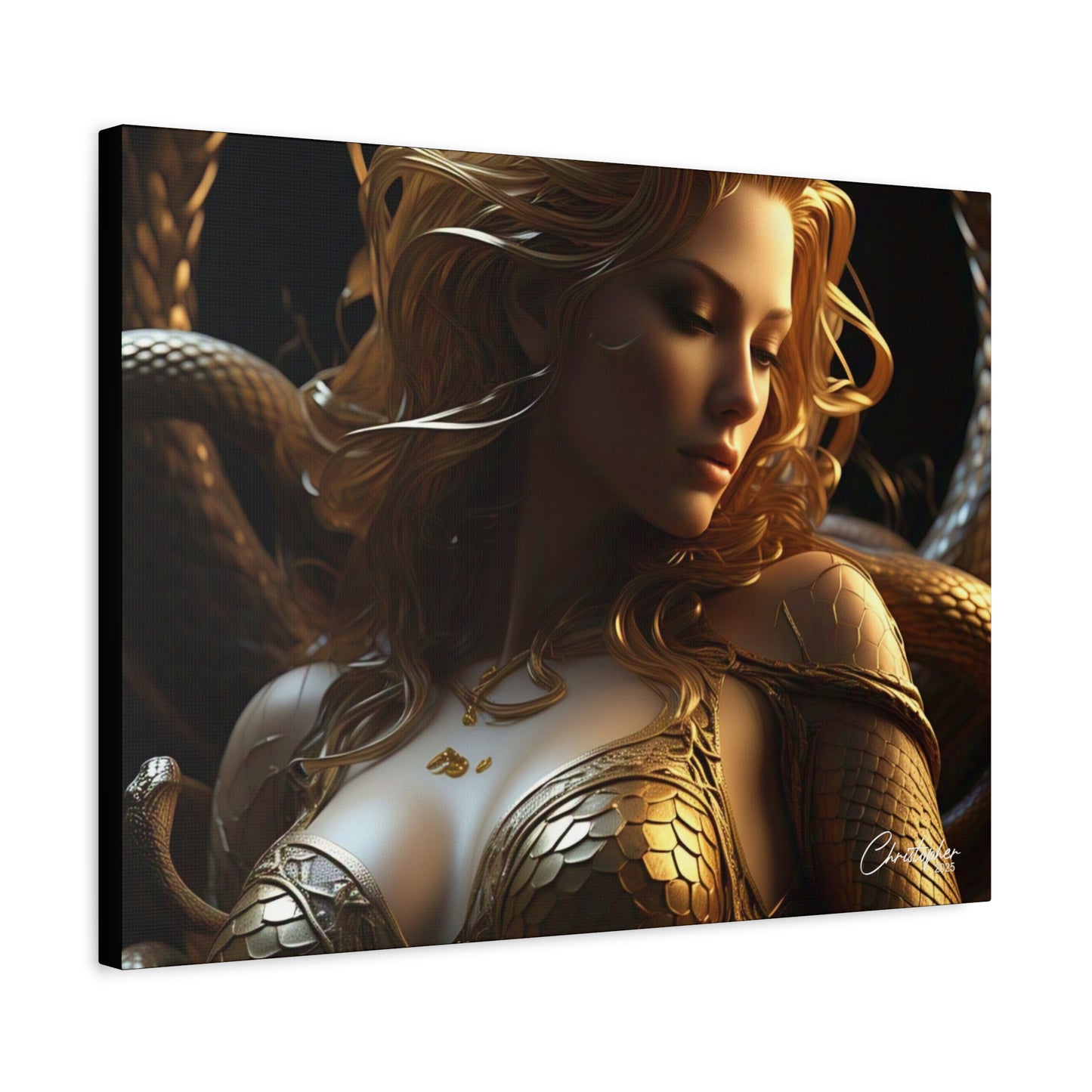 Fantasy Art Canvas Print - Serpent Goddess Home Decor