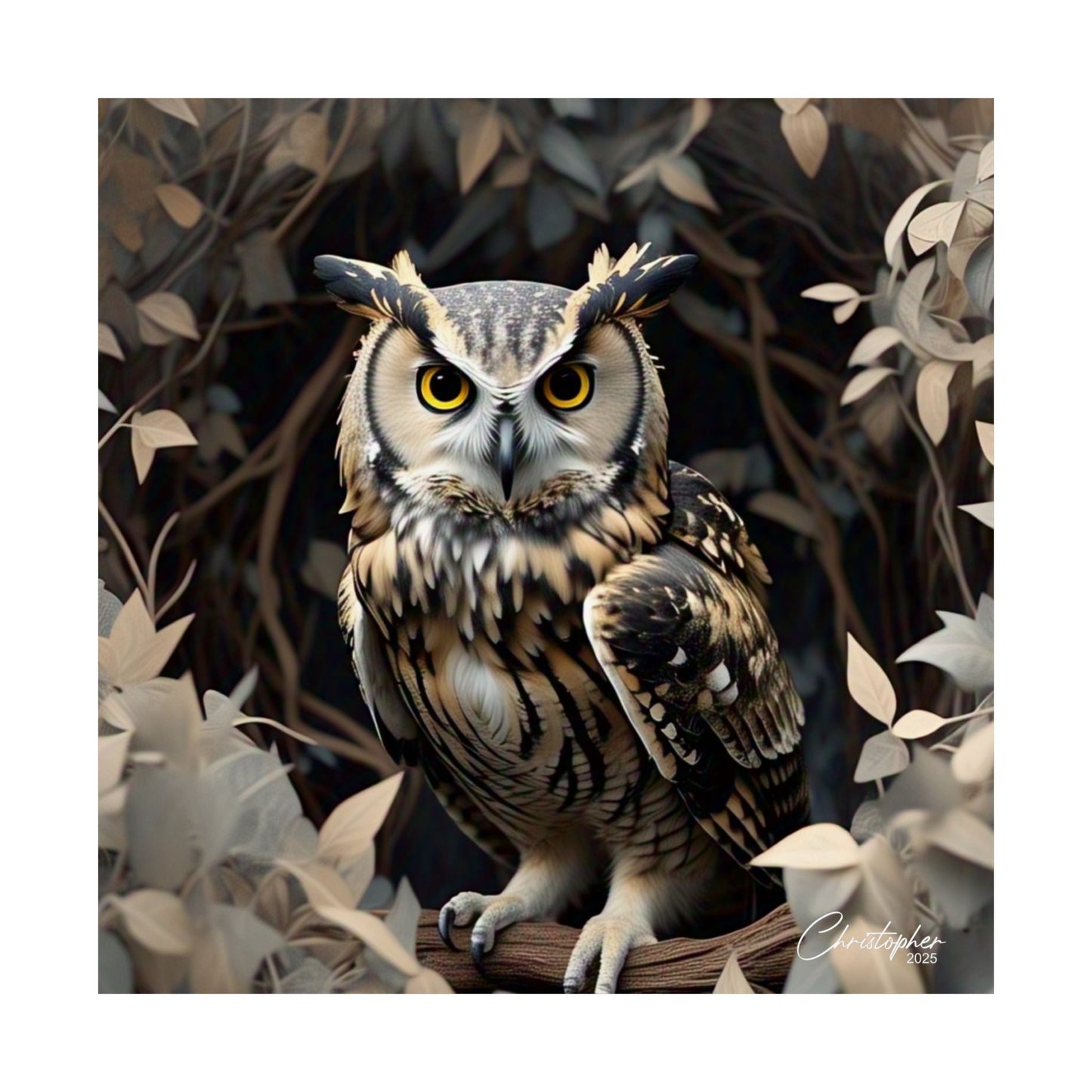 Majestic Owl Matte Vertical Poster - Nature Wall Art for Home Decor