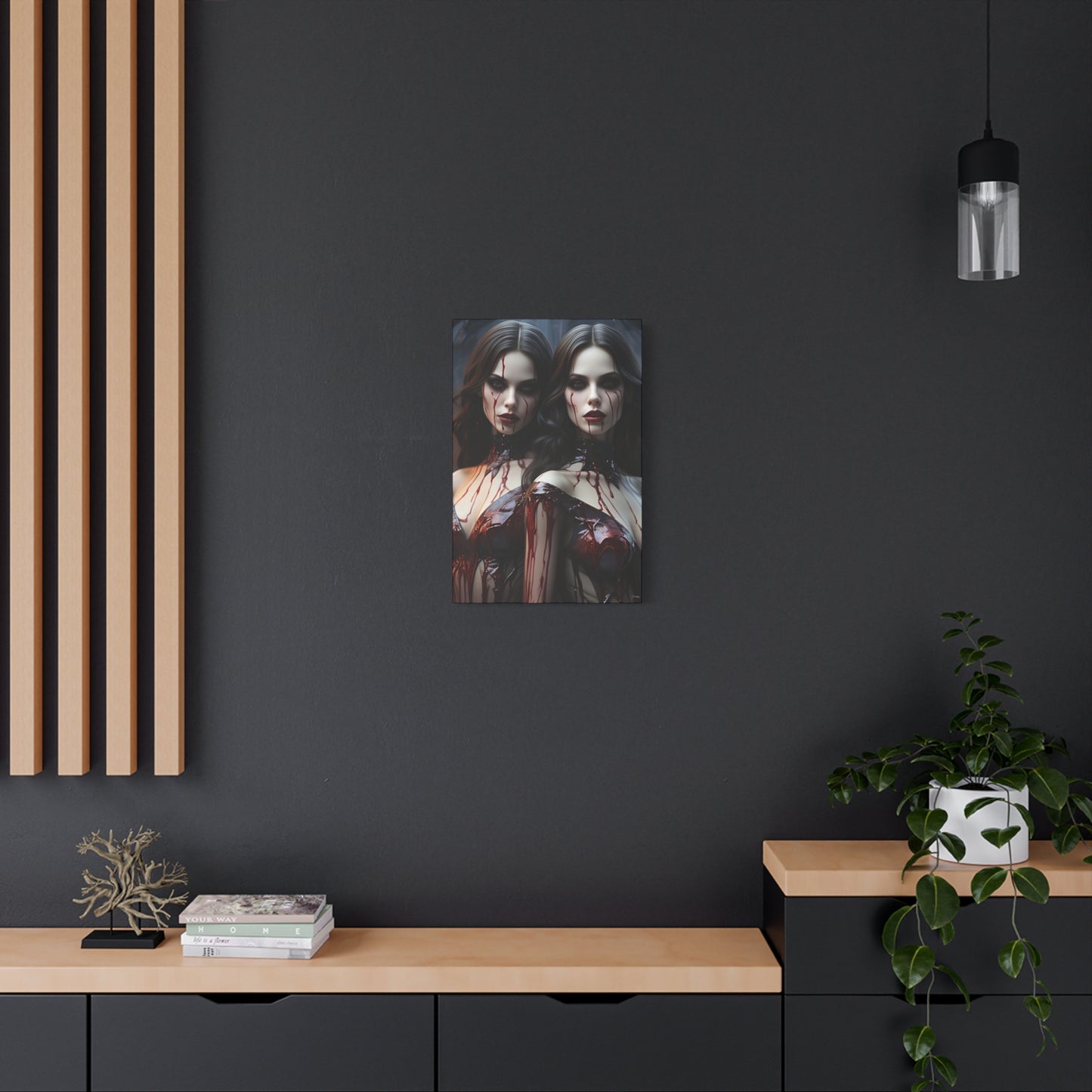 Gothic Vampire Canvas Art, Wall Decor, Horror Artwork, Halloween Home Decor, Spooky Room Accent, Unique Gift Idea