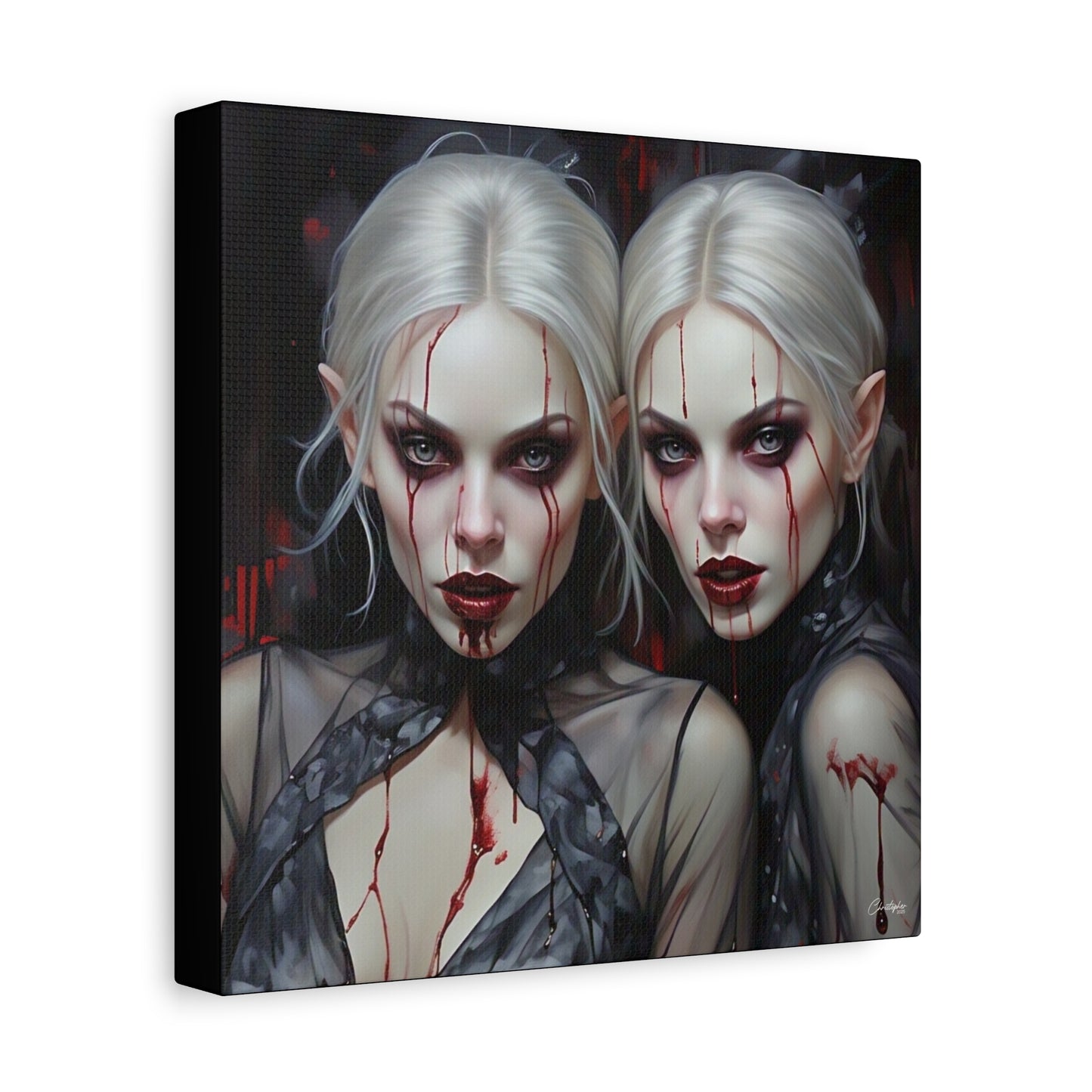 Gothic Canvas Art Print, Dark Fantasy Wall Decor, Horror Art, Halloween Home Decor, Vampire Artwork, Unique Gift for Spooky Season