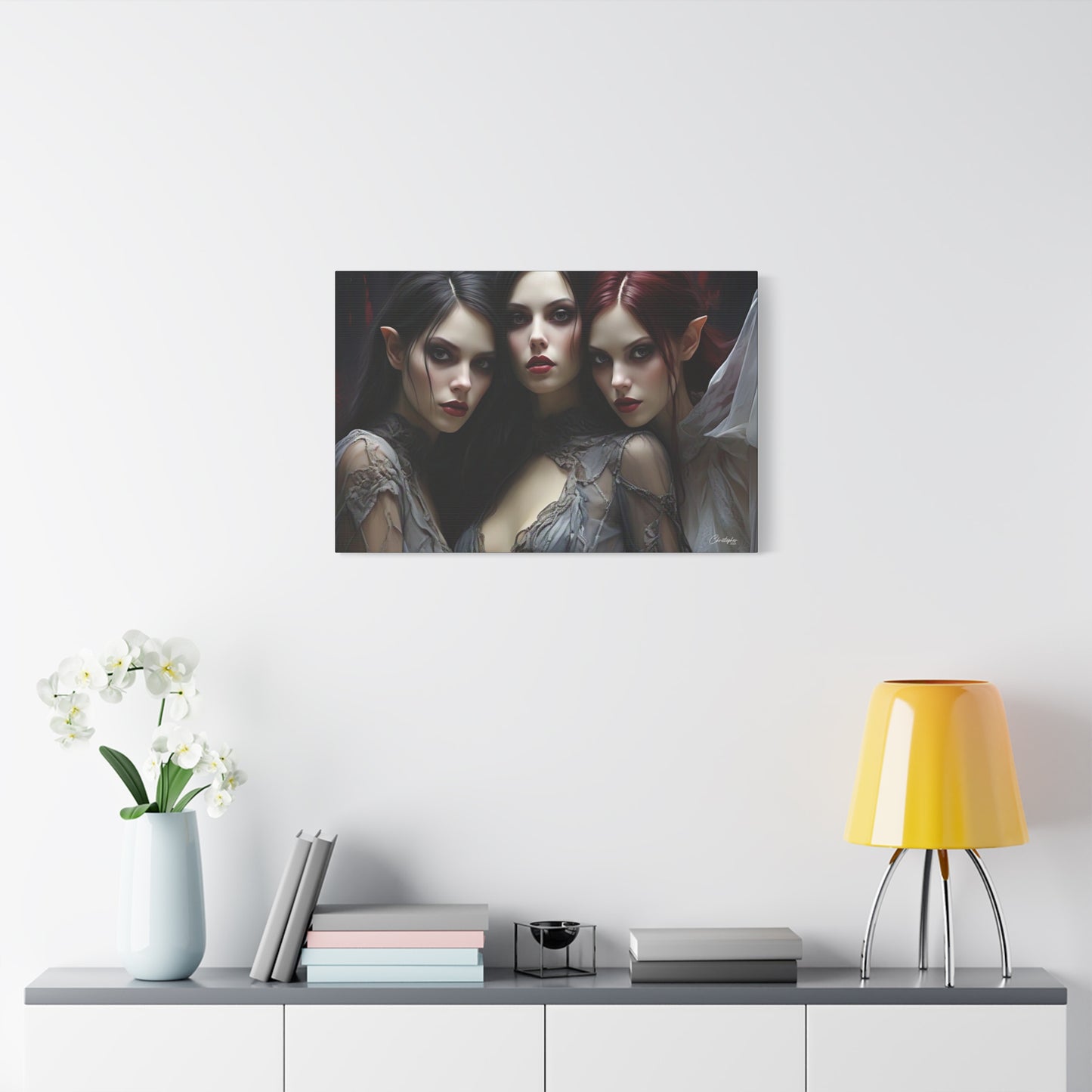 Gothic Wall Art Canvas, Fantasy Home Decor, Unique Gift for Halloween, Witchy Vibe Art, Dark Aesthetic Room Decor