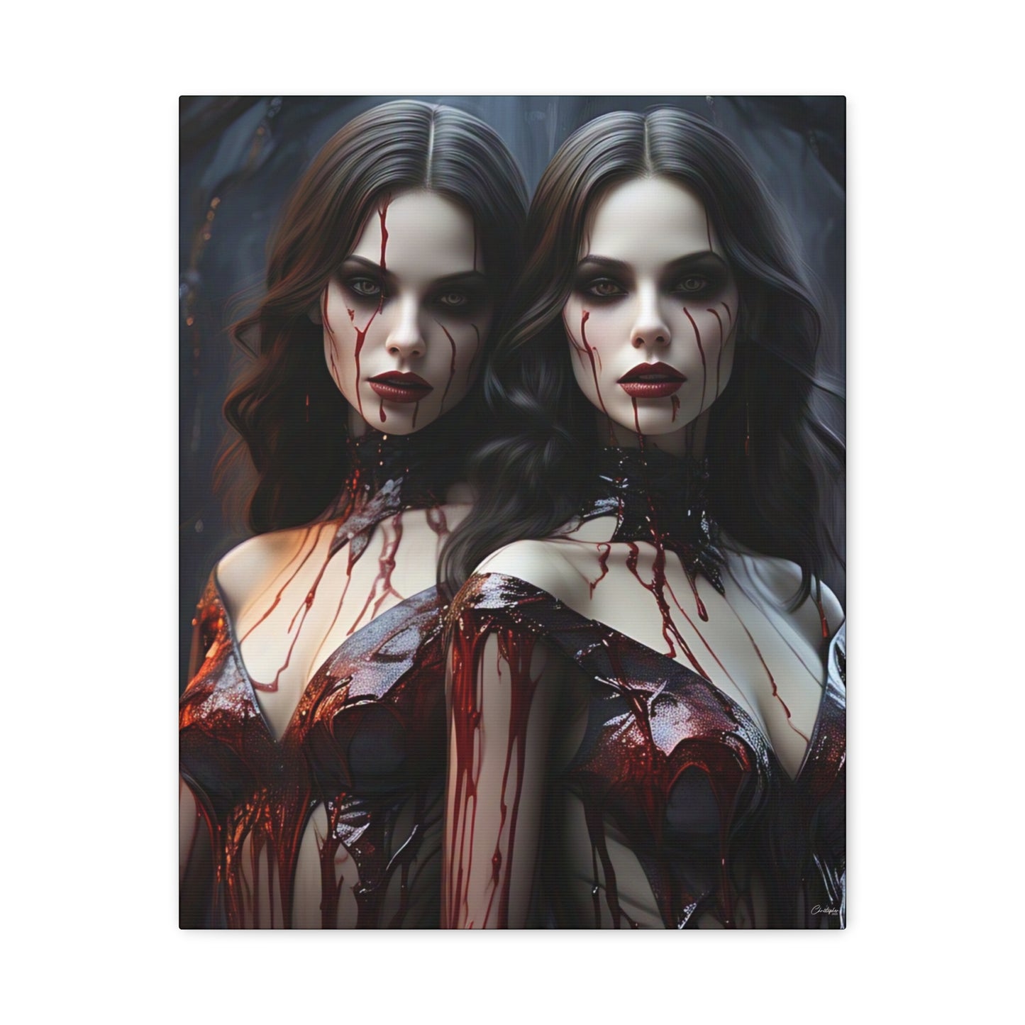 Gothic Vampire Canvas Art, Wall Decor, Horror Artwork, Halloween Home Decor, Spooky Room Accent, Unique Gift Idea