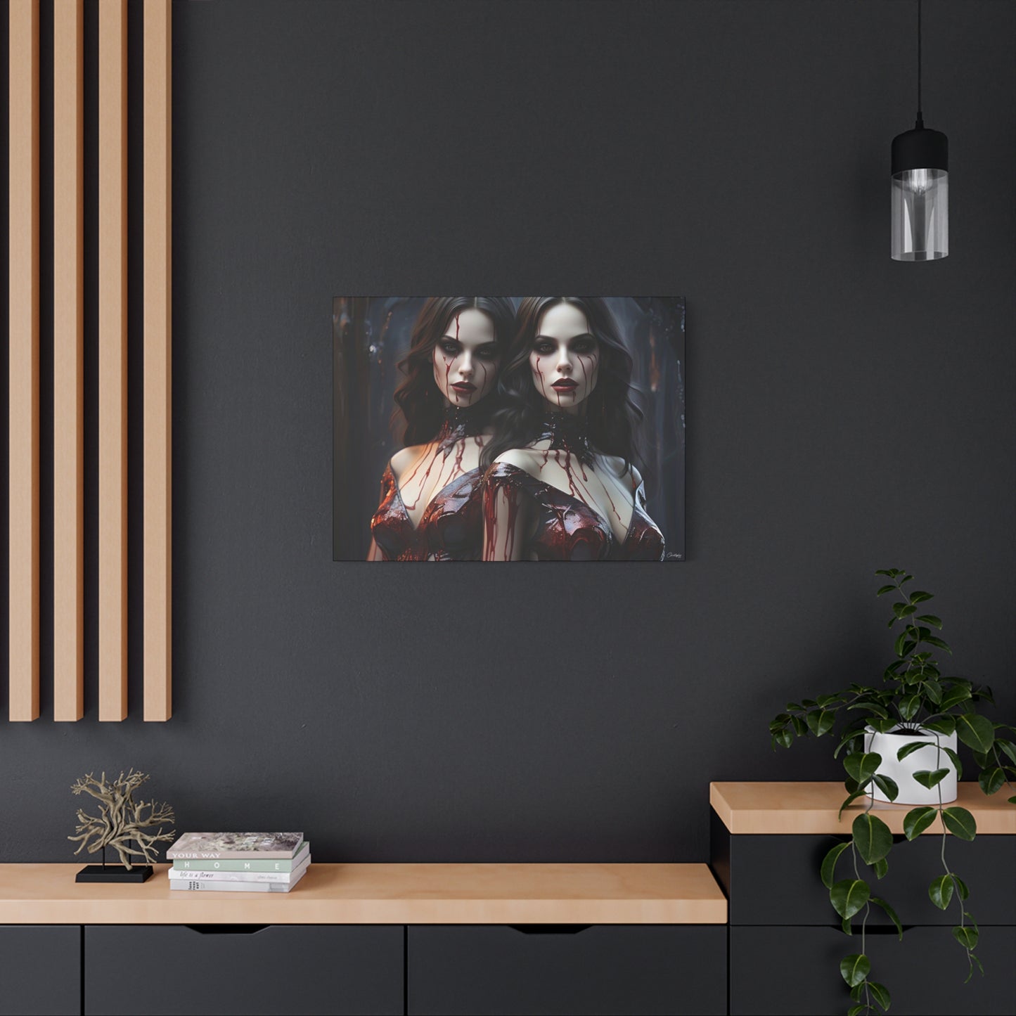 Gothic Vampire Canvas Art, Wall Decor, Horror Artwork, Halloween Home Decor, Spooky Room Accent, Unique Gift Idea