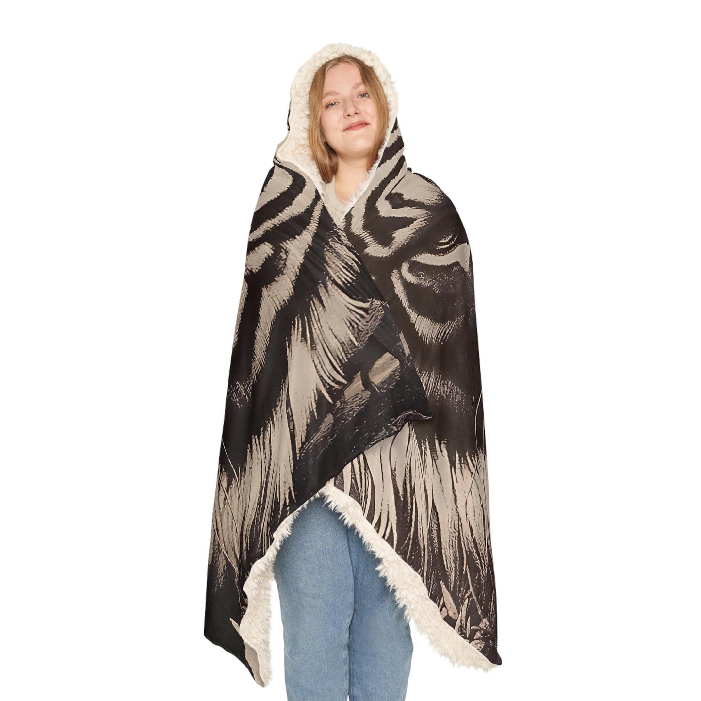 Cozy Tiger Hooded Snuggle Blanket | Warm Throw for Chill Nights, Gifts for Animal Lovers, Home Decor, Fall Comfort