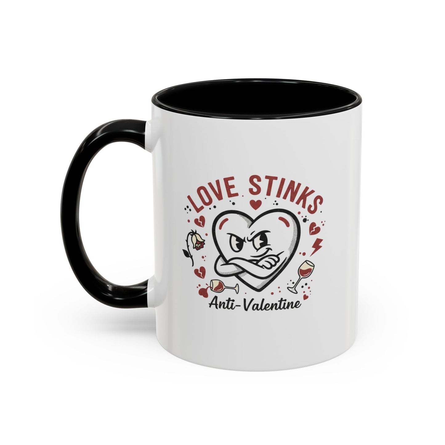 Coffee Mug — "Love Stinks" Anti-Valentine Heart Accent Mug (11/15oz)