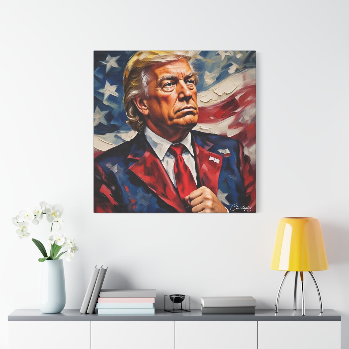 Patriotic Canvas Art, Stretched Wall Decor, Home Office, Gifts for Republicans, Political Enthusiasts, Americana Artwork