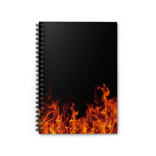 Fiery Spiral Notebook - P, Back to School, Flame Design