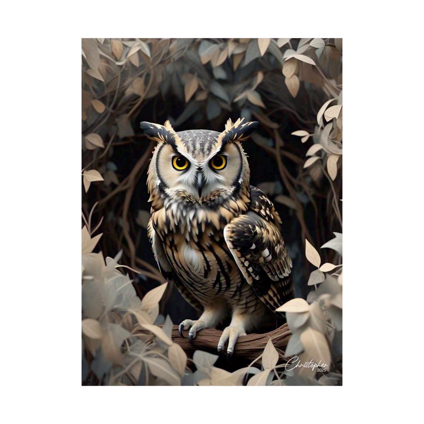 Majestic Owl Matte Vertical Poster - Nature Wall Art for Home Decor
