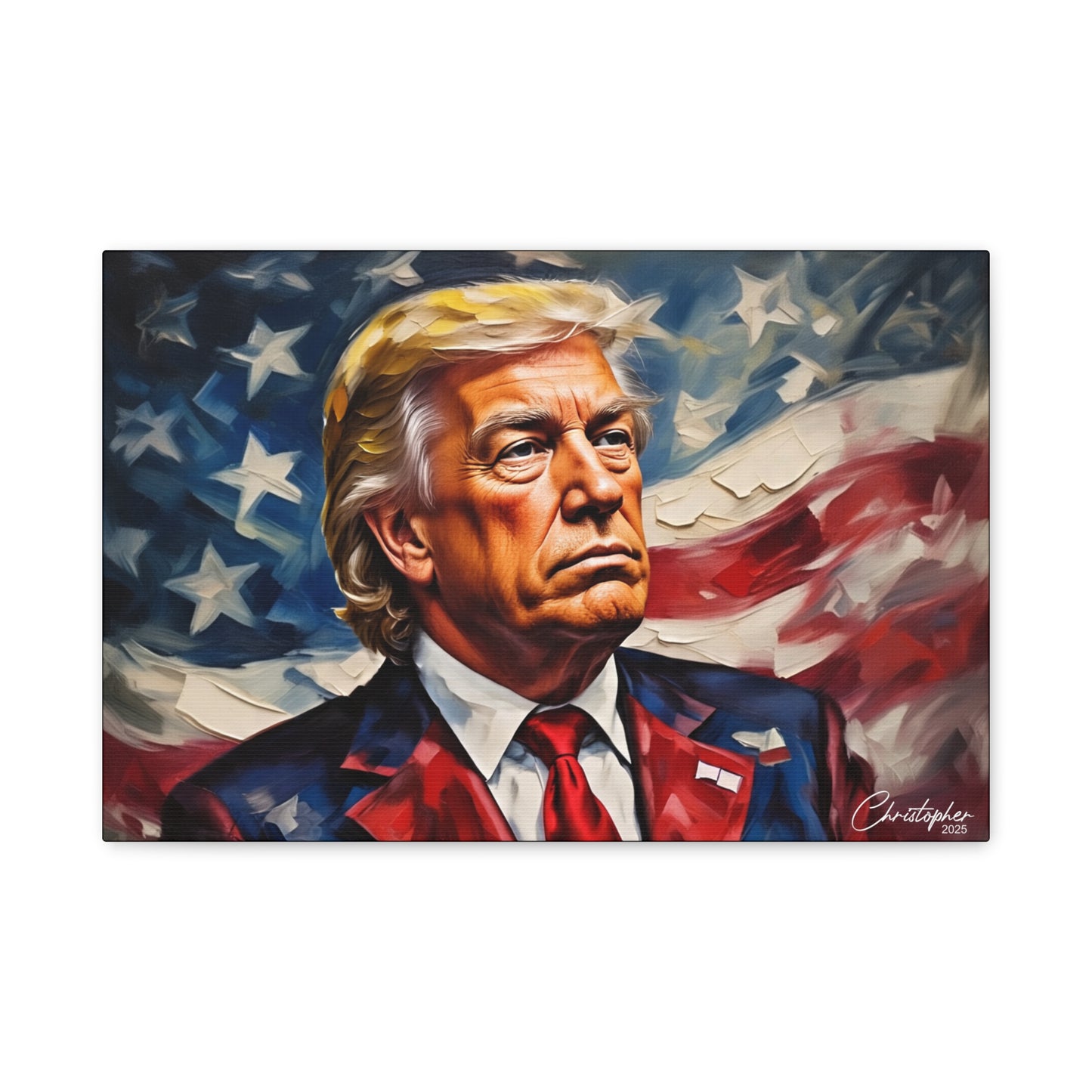 Patriotic Canvas Art, Stretched Wall Decor, Home Office, Gifts for Republicans, Political Enthusiasts, Americana Artwork