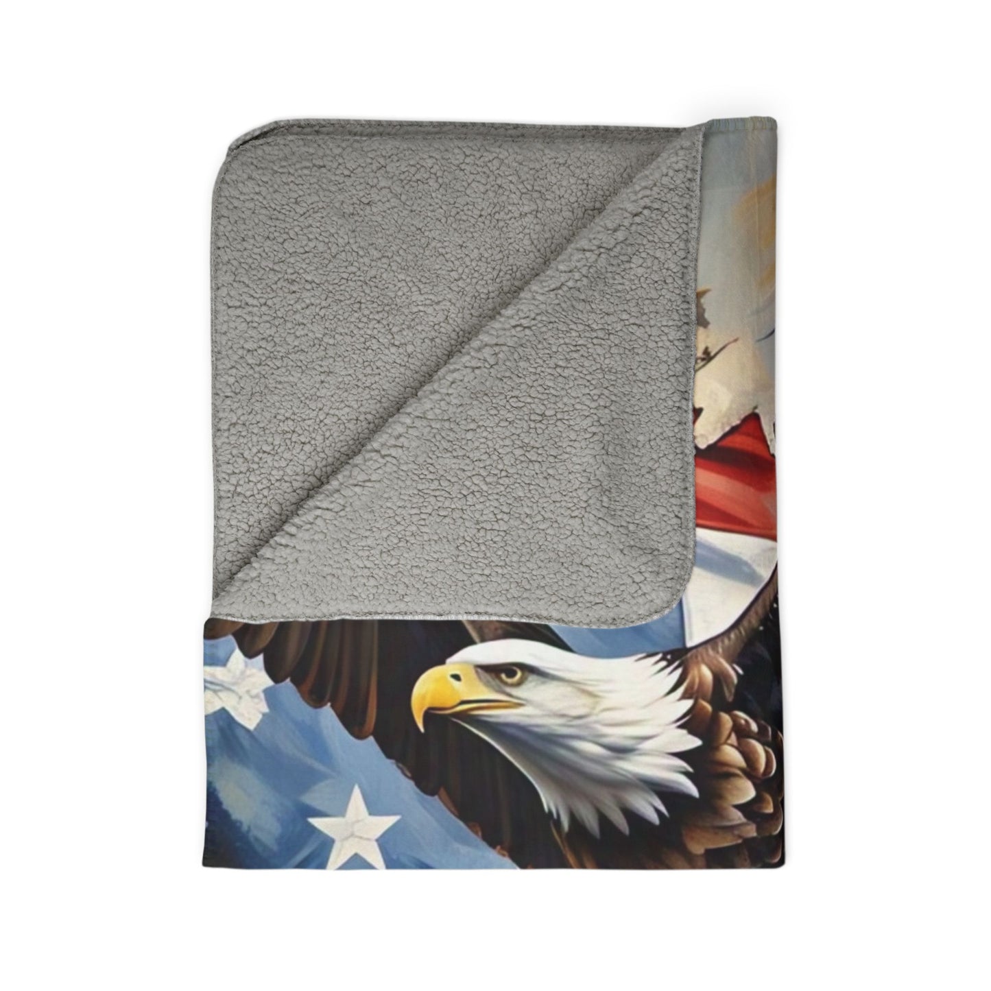 Patriotic Fleece Sherpa Blanket, Cozy Throw, Eagle Design, Great for Home Decor, Gifts for Veterans, Memorial Day, Independence Day