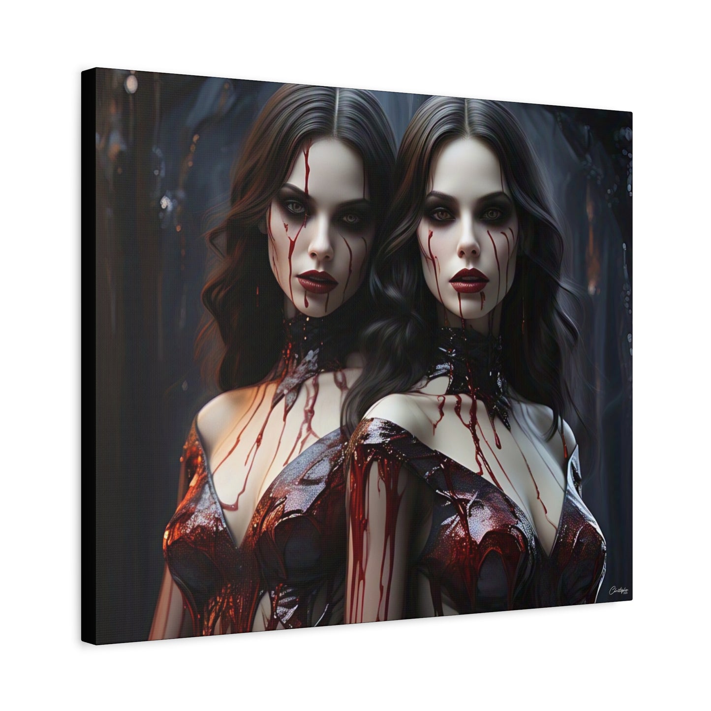 Gothic Vampire Canvas Art, Wall Decor, Horror Artwork, Halloween Home Decor, Spooky Room Accent, Unique Gift Idea