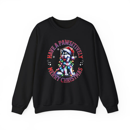 Christmas Puppy Sweatshirt — "Have a Pawsitively Merry Christmas" Holiday Crewneck