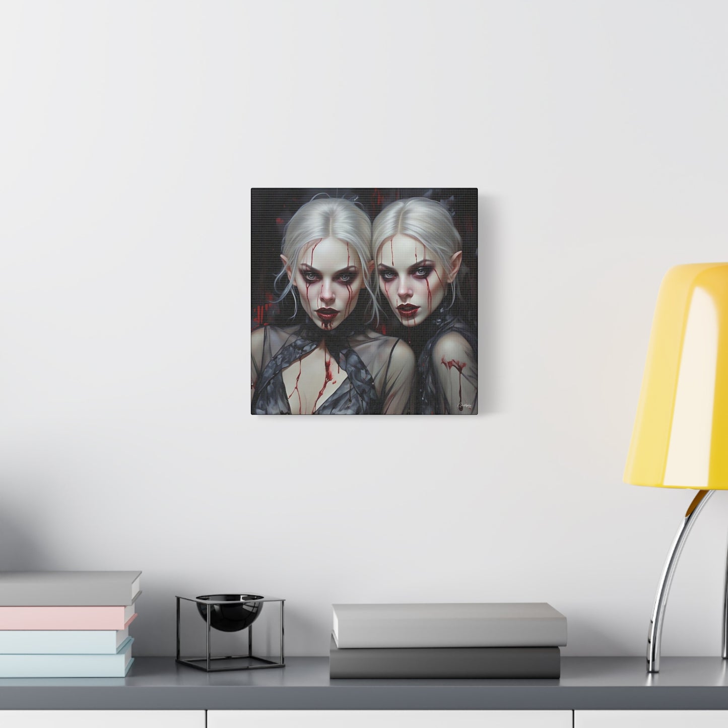 Gothic Canvas Art Print, Dark Fantasy Wall Decor, Horror Art, Halloween Home Decor, Vampire Artwork, Unique Gift for Spooky Season