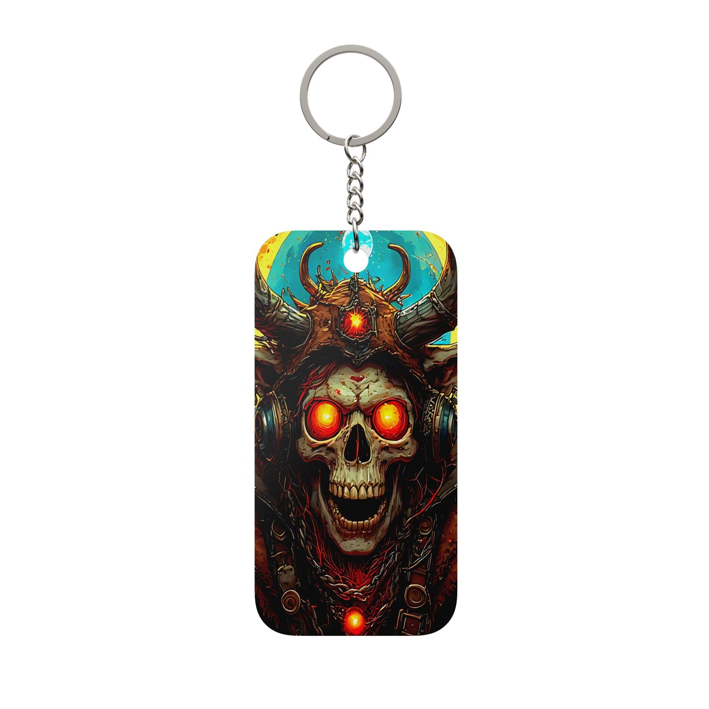 Skull Demon Keychain — Double‑Sided Horror Charm with Glowing Red Eyes