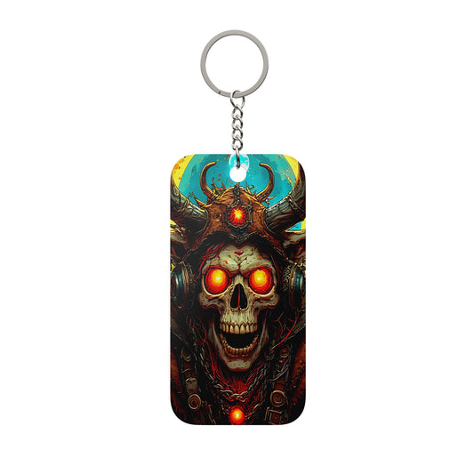 Skull Demon Keychain — Double‑Sided Horror Charm with Glowing Red Eyes