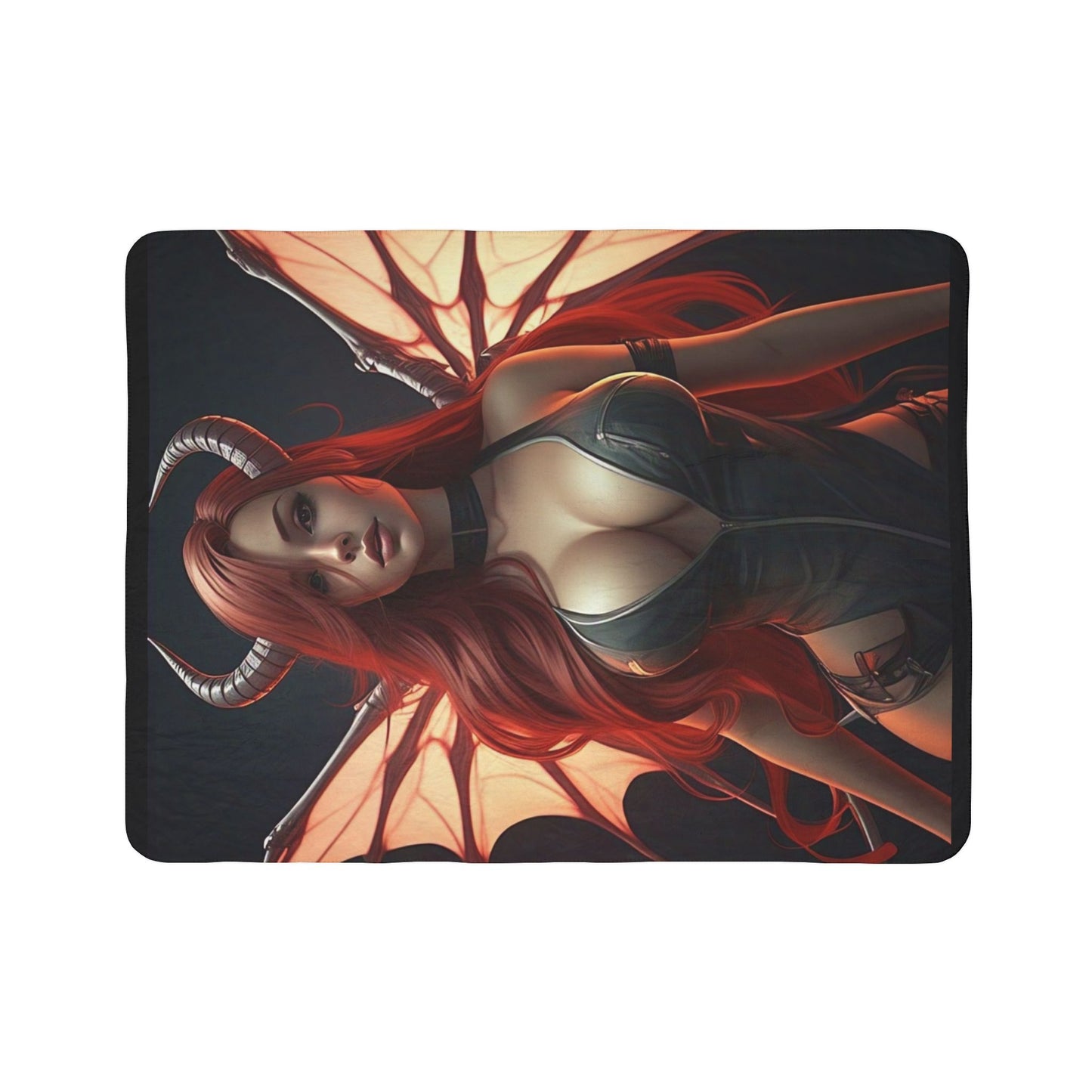 Cozy Demoness Fleece Sherpa Blanket | Warm Throws, Halloween Decor, Gothic Home, Fantasy Gifts, Cozy Nights