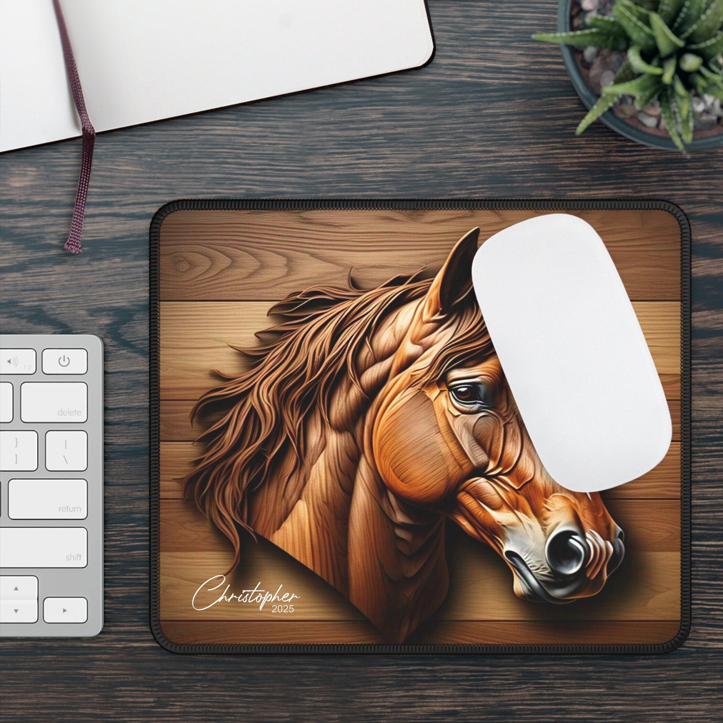 Horse Head Gaming Mouse Pad | Unique Gamer Gift | Animal Lover's Decor | Rustic Desk Accessory | Perfect for Birthdays, Holidays