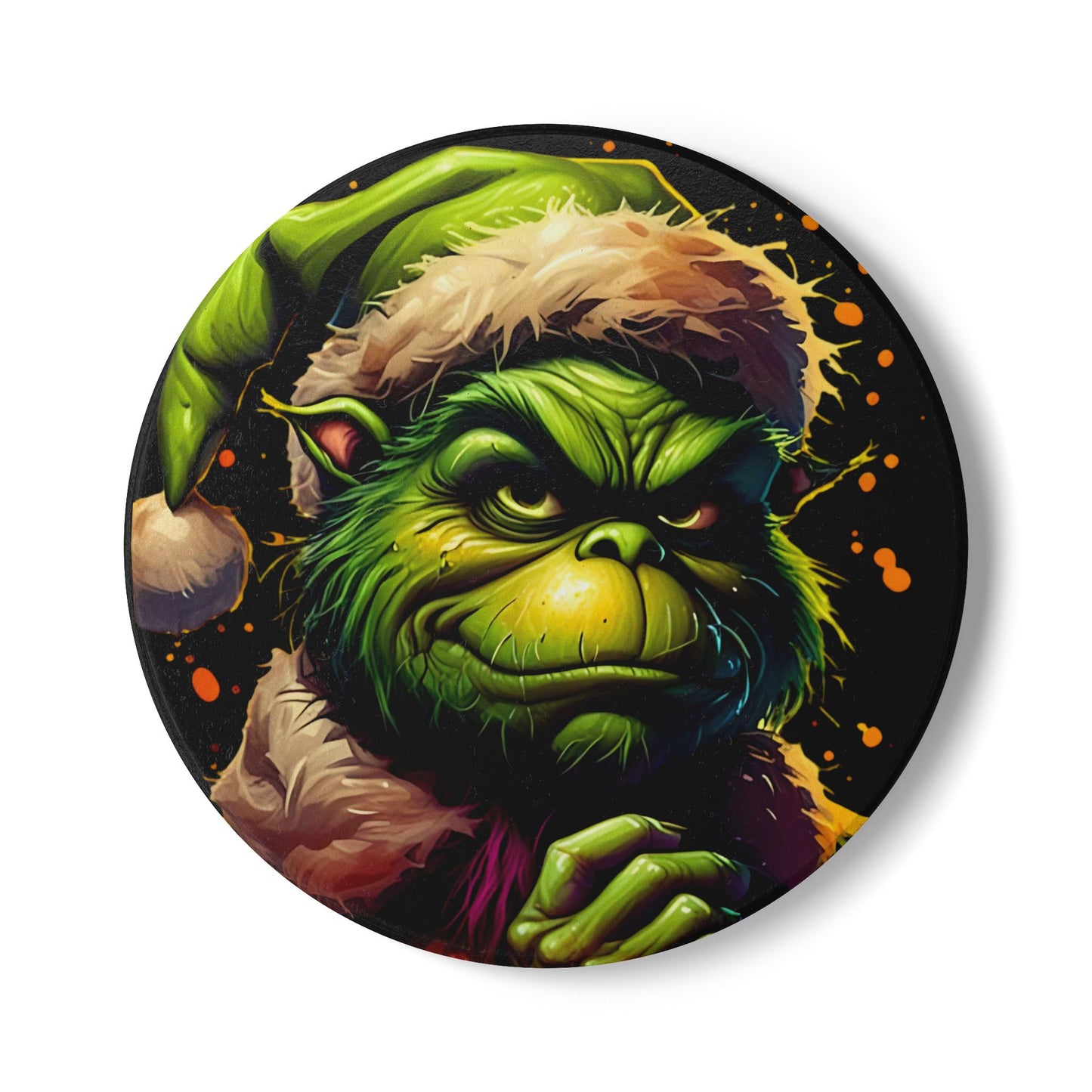 Grinch Santa Ceramic Coaster – Funny Christmas Holiday Drink Coaster