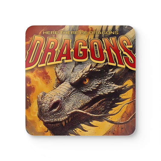 Dragon Illustration Cork Coaster Set — 'Dragons' Fantasy Art Drink Coasters
