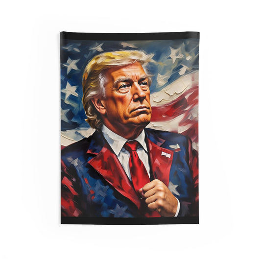 Donald Trump Portrait Wall Tapestry – Patriotic American Flag Home Decor