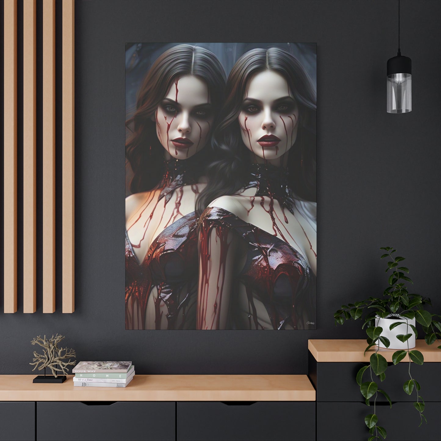 Gothic Vampire Canvas Art, Wall Decor, Horror Artwork, Halloween Home Decor, Spooky Room Accent, Unique Gift Idea