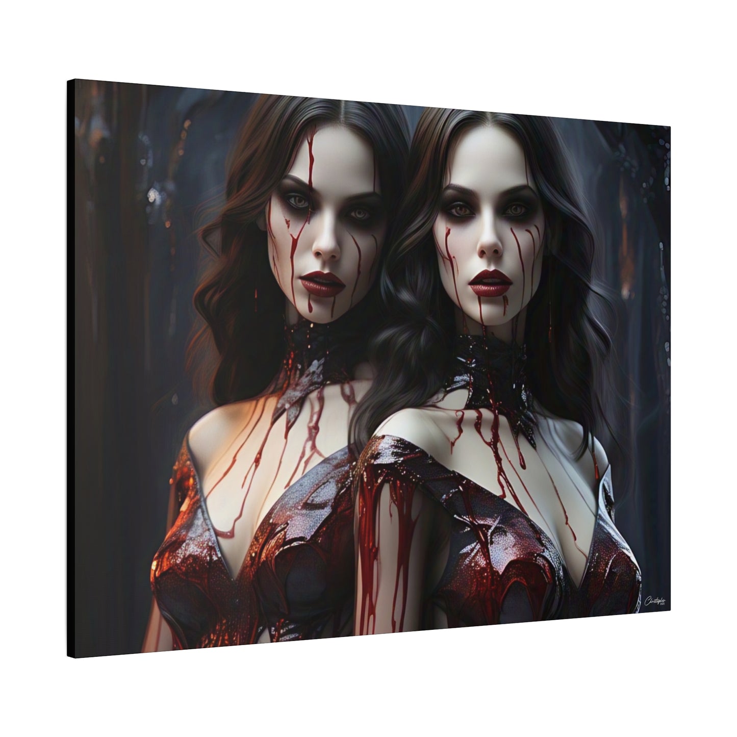 Gothic Vampire Canvas Art, Wall Decor, Horror Artwork, Halloween Home Decor, Spooky Room Accent, Unique Gift Idea
