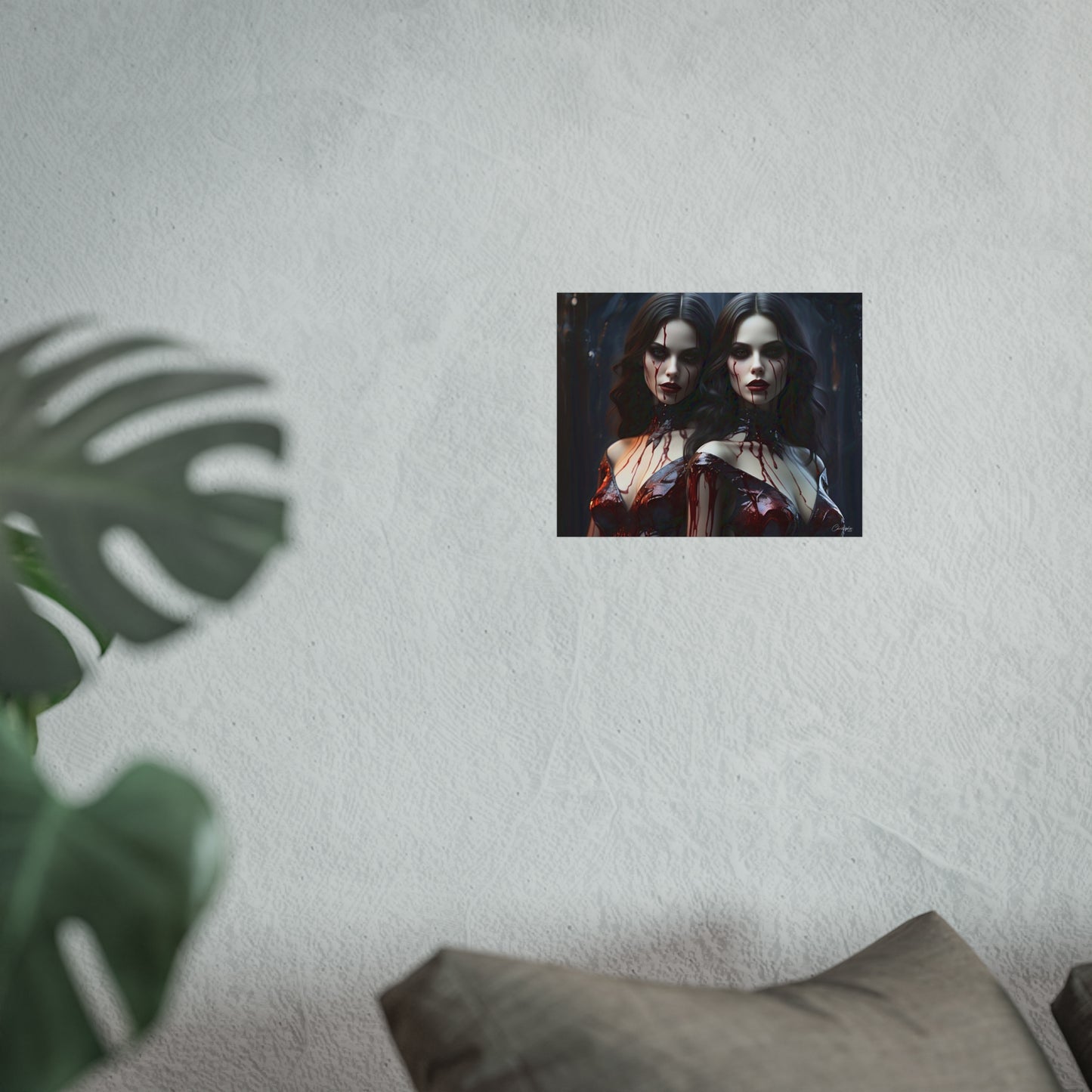 Vampire Sisters Fine Art Poster, Gothic Wall Art, Spooky Decor, Horror Home Decor, Blood Art Print, Dark Aesthetic Print