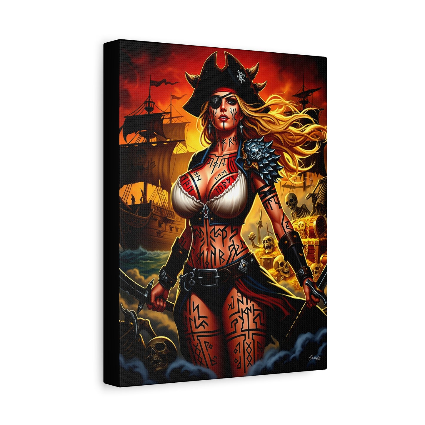 Bold Pirate Canvas Print, Nautical Wall Art, Gothic Home Decor, Pirate Lover Gift, Spooky Halloween Decoration, Adventure Wall Hanging