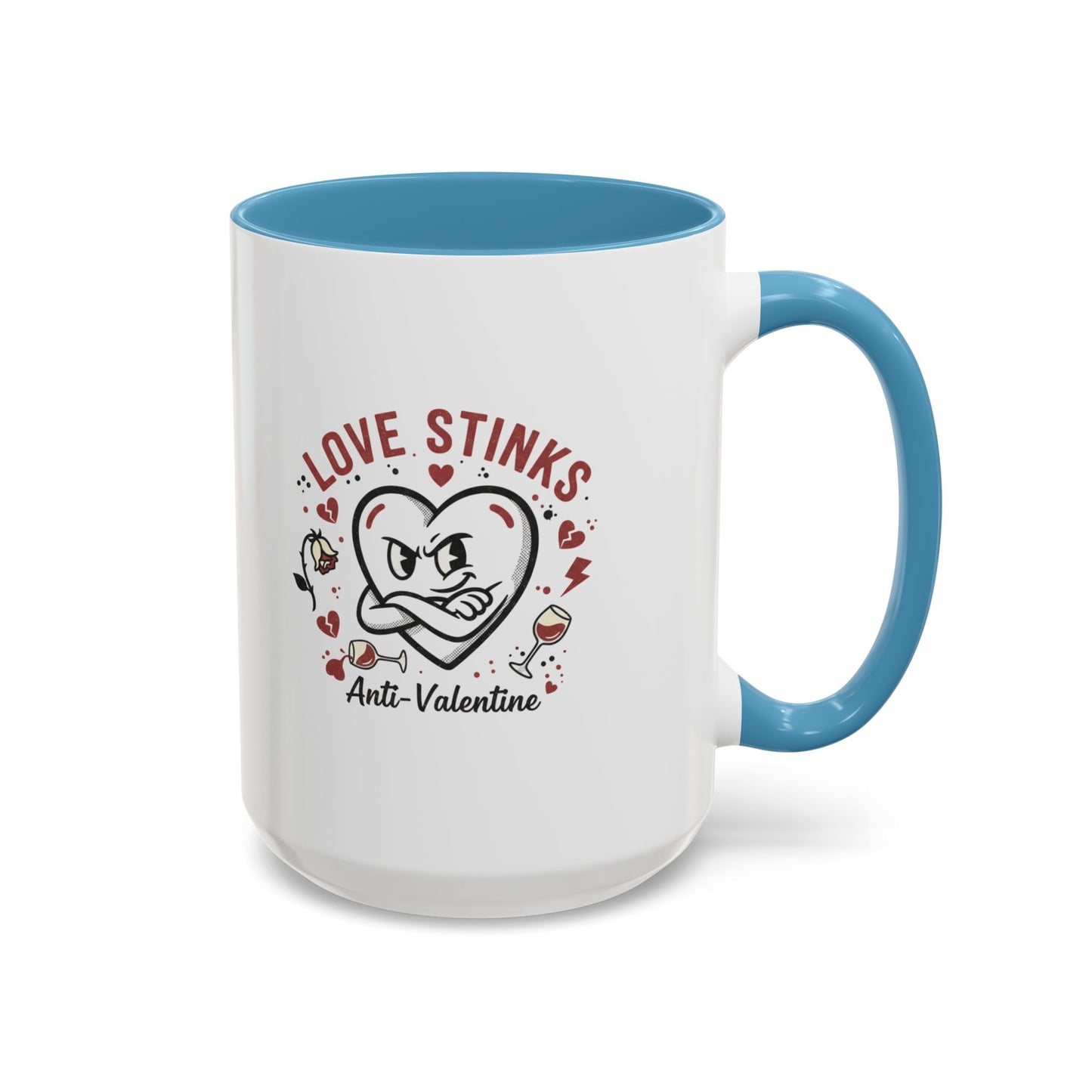 Coffee Mug — "Love Stinks" Anti-Valentine Heart Accent Mug (11/15oz)