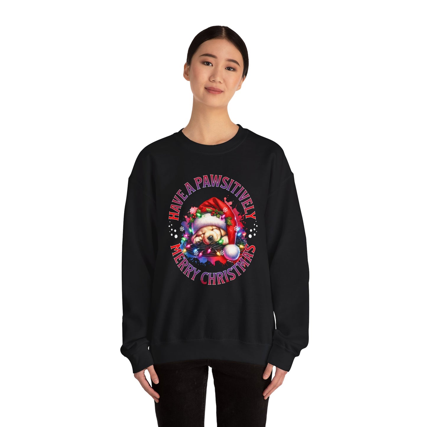 Have a Pawsitively Merry Christmas Sweatshirt — Cute Puppy Holiday Crewneck