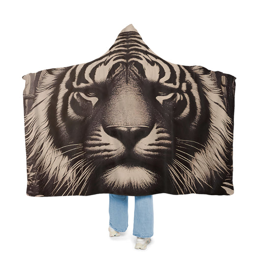 Cozy Tiger Hooded Snuggle Blanket | Warm Throw for Chill Nights, Gifts for Animal Lovers, Home Decor, Fall Comfort