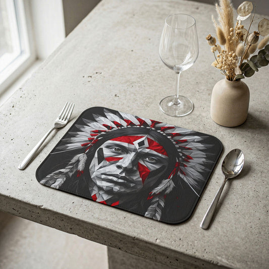 Leather Placemat — Geometric Native Chief Artwork Placemat