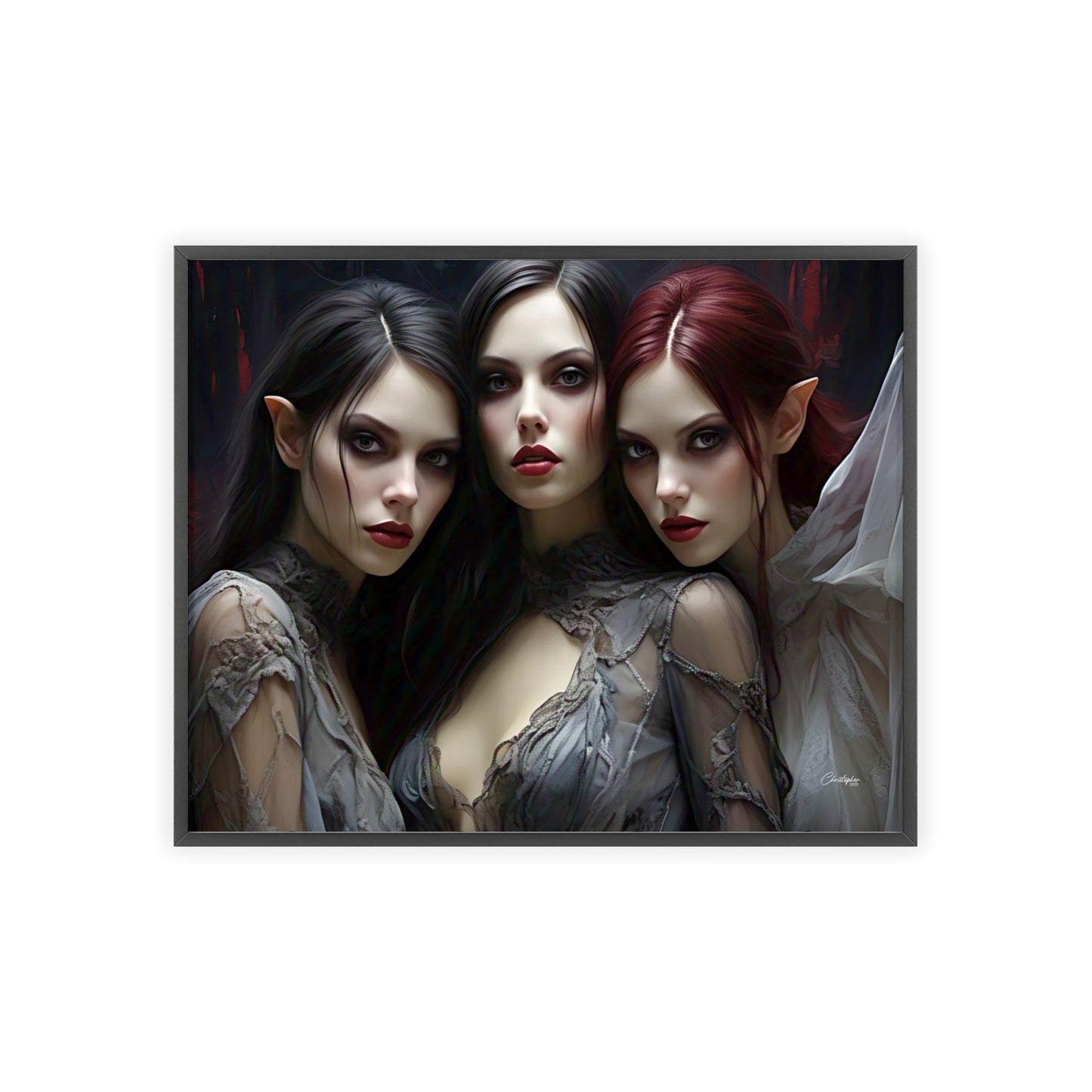 Eerie Fantasy Art Posters with Wooden Frame, Gothic Home Decor, Unique Wall Art, Gift for Art Lovers, Halloween Decoration, Witchy Style