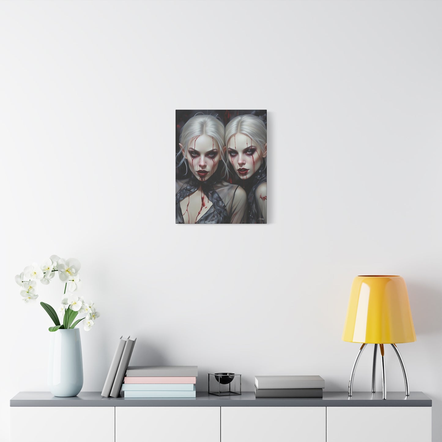 Gothic Canvas Art Print, Dark Fantasy Wall Decor, Horror Art, Halloween Home Decor, Vampire Artwork, Unique Gift for Spooky Season