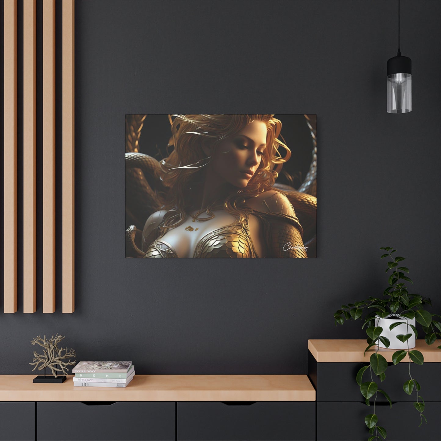 Fantasy Art Canvas Print - Serpent Goddess Home Decor