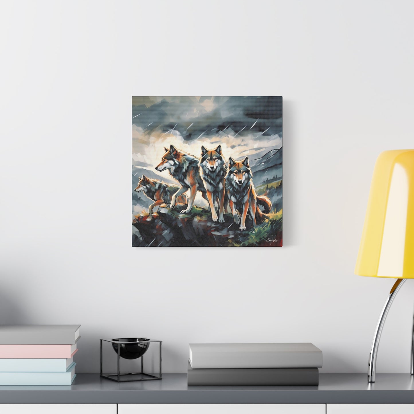 Wolf Family Matte Canvas Art, Home Decor, Animal Lovers Gift, Nature Wall Art, Wildlife Art Print, Outdoor Enthusiasts Decor