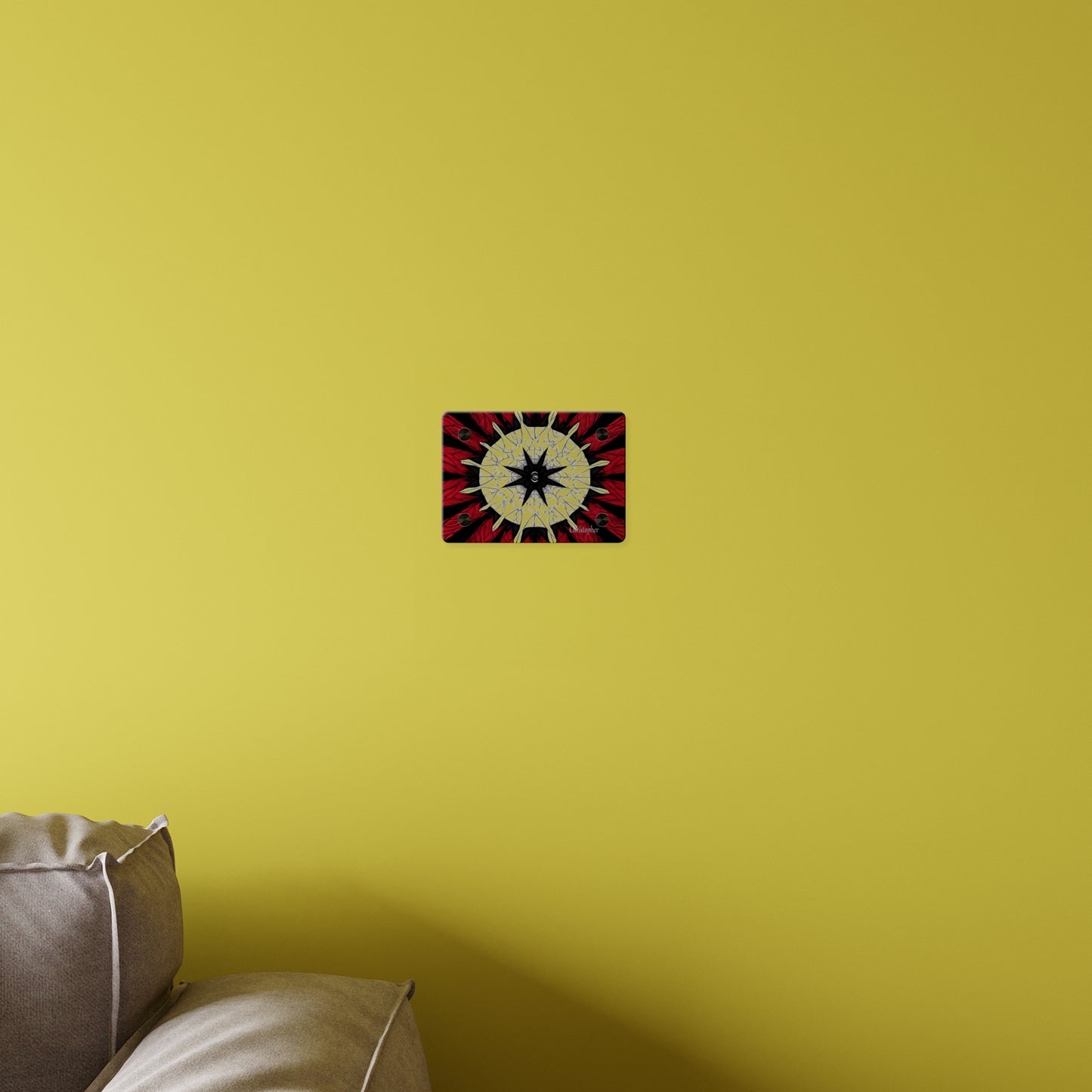 Red & Black Mandala Acrylic Wall Art Panel — Personalized Name Option