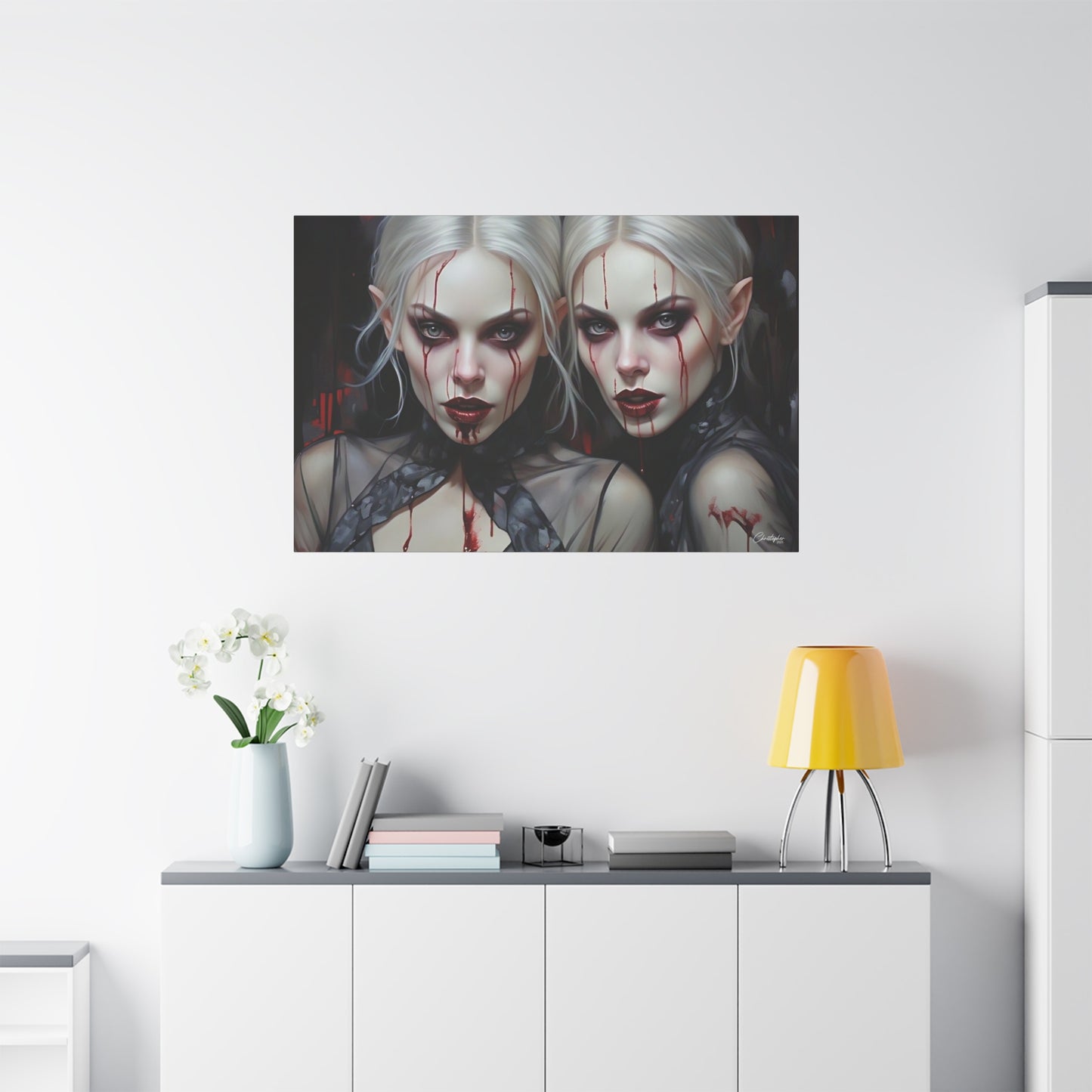 Gothic Canvas Art Print, Dark Fantasy Wall Decor, Horror Art, Halloween Home Decor, Vampire Artwork, Unique Gift for Spooky Season