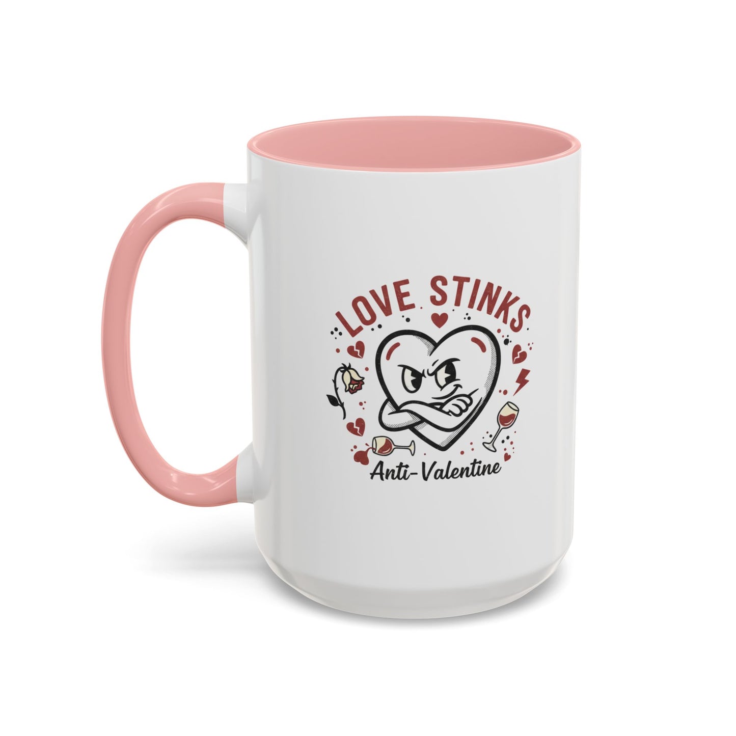 Coffee Mug — "Love Stinks" Anti-Valentine Heart Accent Mug (11/15oz)