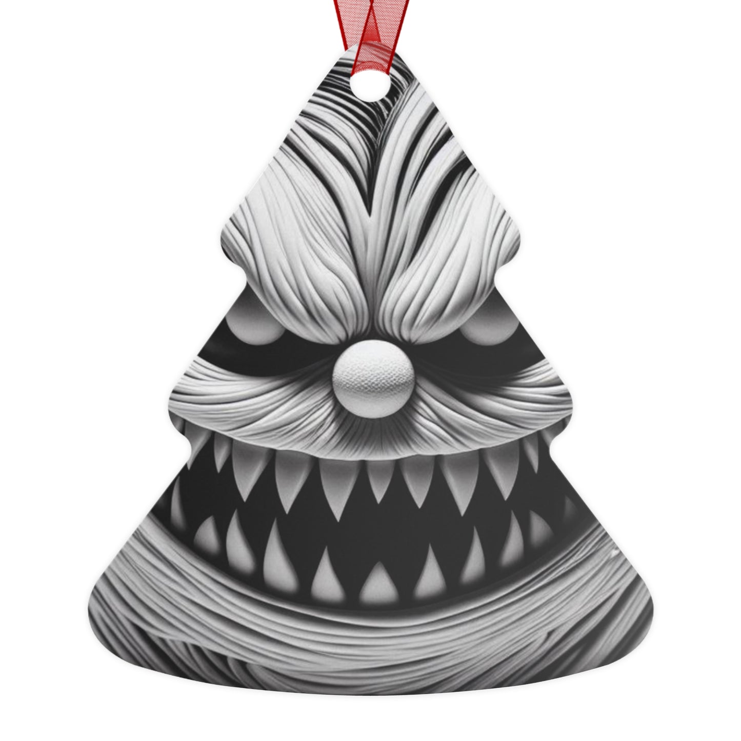 Scary Monster Bell Metal Ornament — Creepy Black & White Holiday Decor