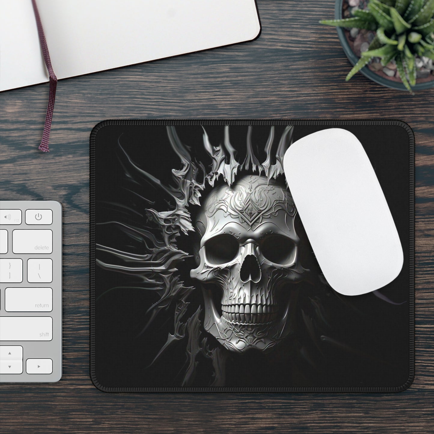 Edgy Skull Gaming Mouse Pad | Perfect for Gamers, Office Decor, Halloween, Gifts for Him, Dark Aesthetic Accessories