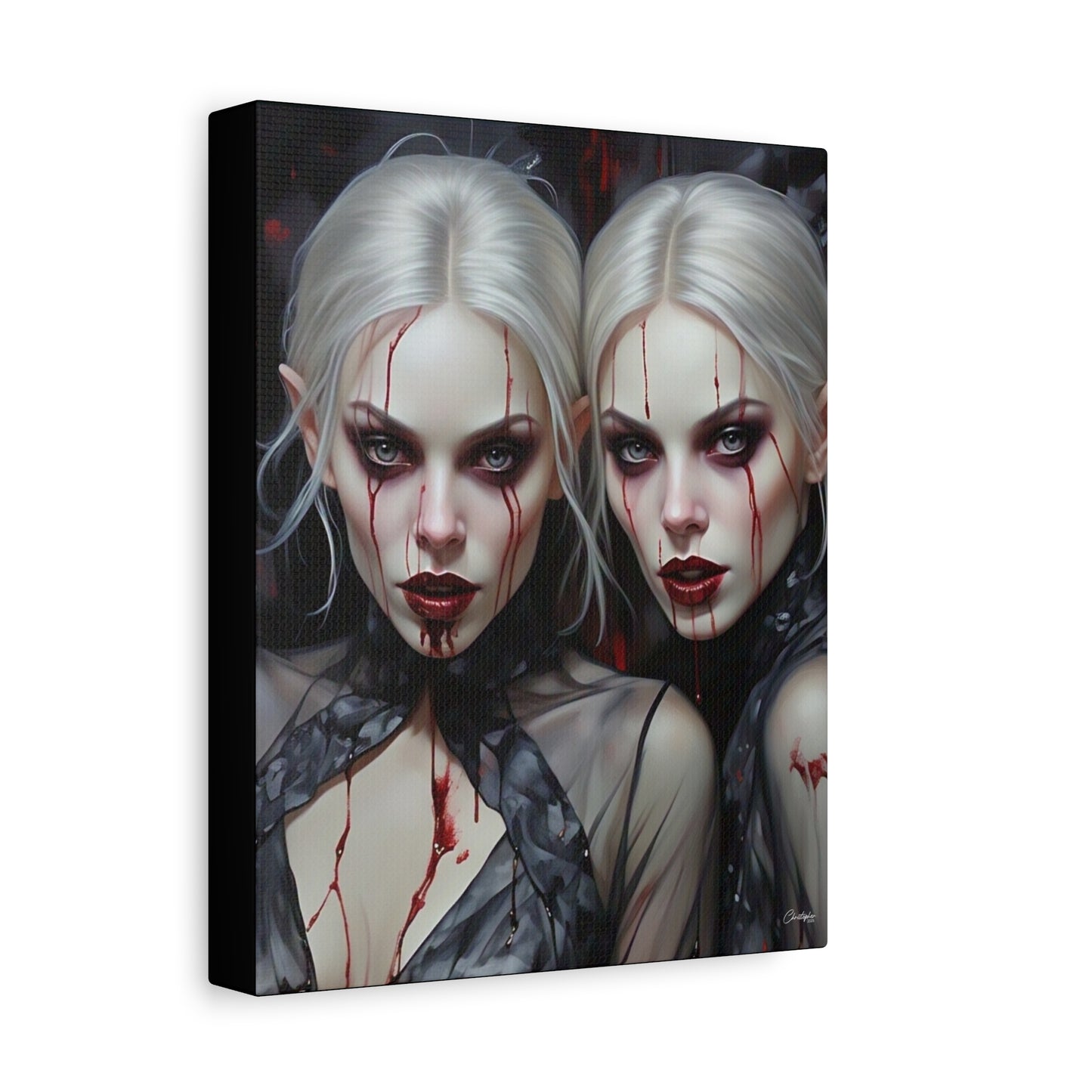 Gothic Canvas Art Print, Dark Fantasy Wall Decor, Horror Art, Halloween Home Decor, Vampire Artwork, Unique Gift for Spooky Season